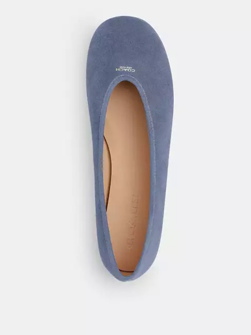 COACH Women's Slate Blue Suede Ballet Flat with Gold Logo